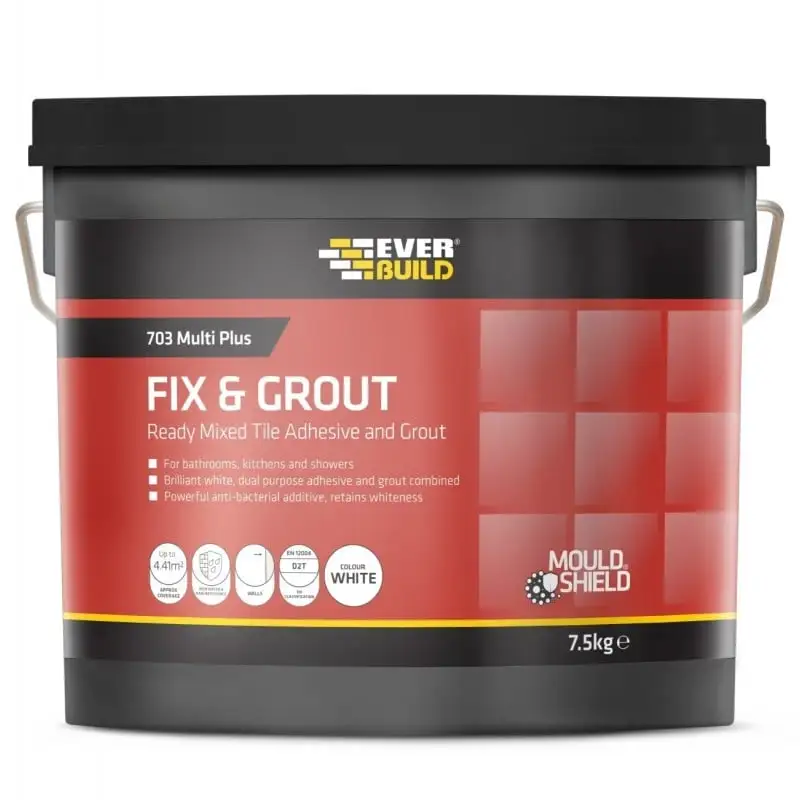 Everbuild 703 Fix & Grout Wall Tile Adhesive White 5 Litre 7.5kg FIX05 3 Everbuild 703 Fix & Grout Wall Tile Adhesive White 5 Litre 7.5kg FIX05
