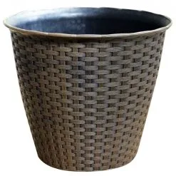 Kingfisher Garden Kingfisher Rattan House Garden Flower Plant Pot Interwoven Design 13.5 Inch PPOT03