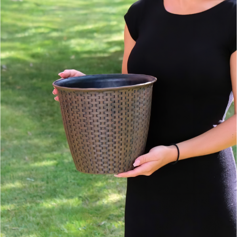 Kingfisher Garden Kingfisher Rattan House Garden Flower Plant Pot Interwoven Design 13.5 Inch PPOT03 4 Kingfisher Garden Kingfisher Rattan House Garden Flower Plant Pot Interwoven Design 13.5 Inch PPOT03 - Image 2