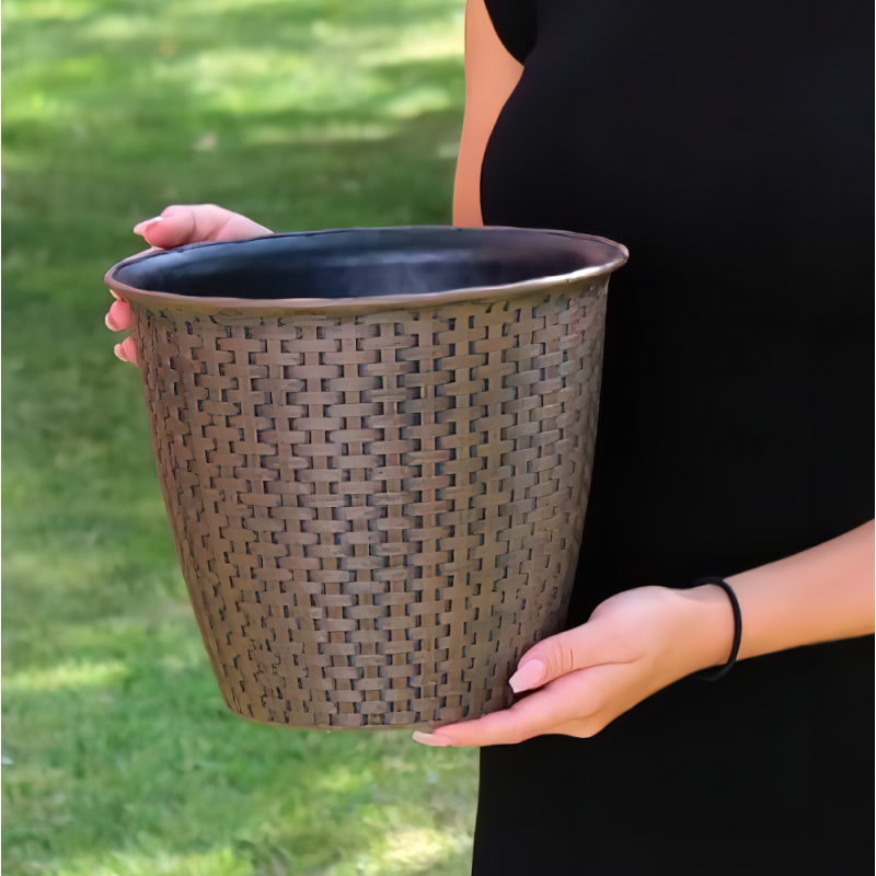 Kingfisher Garden Kingfisher Rattan House Garden Flower Plant Pot Interwoven Design 13.5 Inch PPOT03 5 Kingfisher Garden Kingfisher Rattan House Garden Flower Plant Pot Interwoven Design 13.5 Inch PPOT03 - Image 3