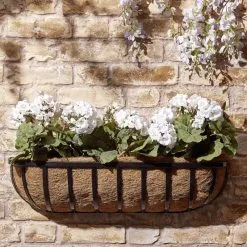 Kingfisher Garden Kingfisher Wall Trough Flower Planter Wrough Iron Coco Liner 24 Inch WG24T -CLEANING PRODUCTS Shop Kingfisher trough iron metal wall mounting flower planter wg24t mounted on brickwork demo 800x800 1