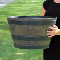 Kingfisher Garden Kingfisher Wooden Effect Plant Barrel Plastic Planter Medium 17 Inch PPOT05 -CLEANING PRODUCTS Shop Kingfisher wooden effect plant barrel plastic planter medium 17 inch ppot05 demo 800x800 1