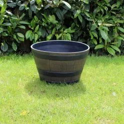 Kingfisher Garden Kingfisher Wooden Effect Plant Barrel Plastic Planter Medium 17 Inch PPOT05 -CLEANING PRODUCTS Shop Kingfisher wooden effect plant barrel plastic planter medium 17 inch ppot05 on grass 800x800 1