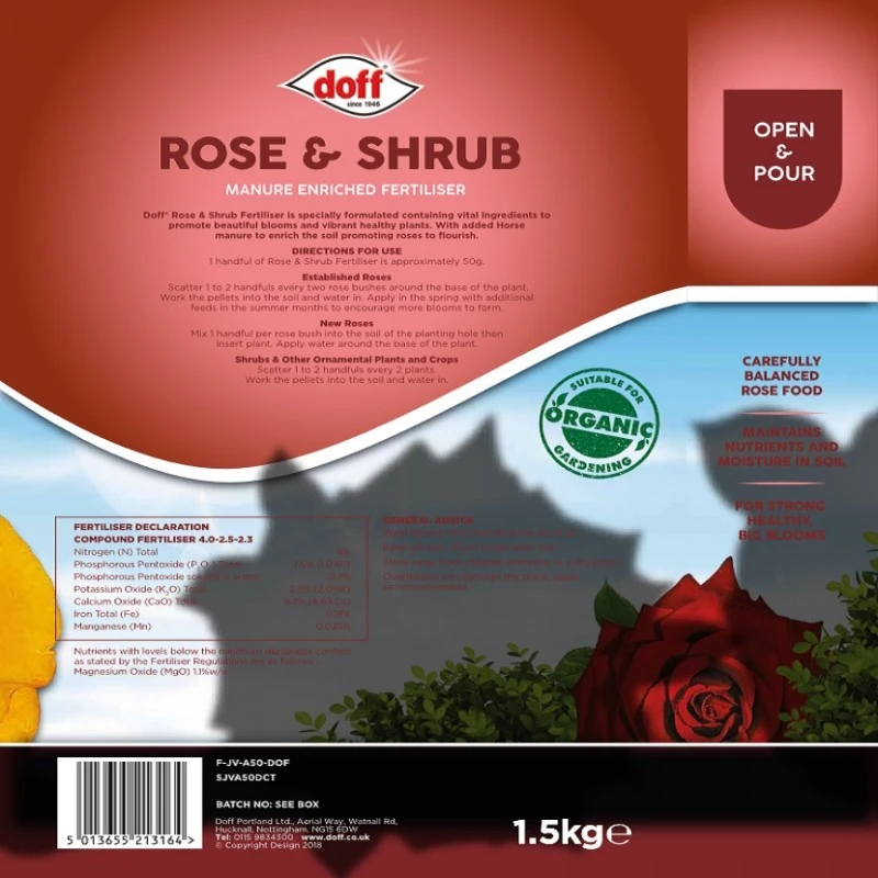 Doff Rose & Shrub Feed Plant Food Manure Enriched Fertiliser 1.5kg 5 Doff Rose & Shrub Feed Plant Food Manure Enriched Fertiliser 1.5kg - Image 3