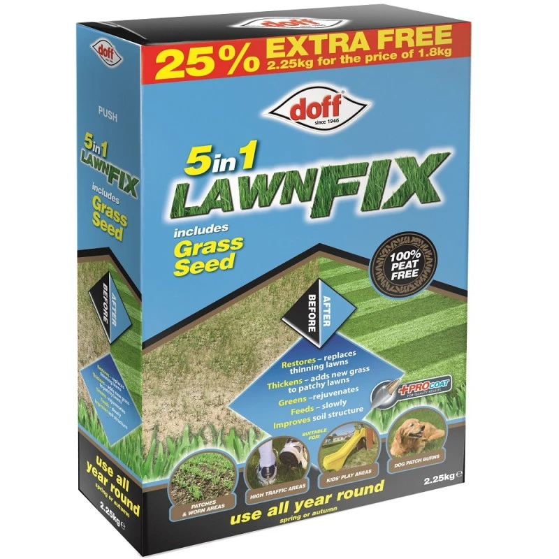 Doff 5 In 1 Lawn Fix Peat Free + Grass Seed FLHB25DOF 2.25kg 3 Doff 5 In 1 Lawn Fix Peat Free + Grass Seed FLHB25DOF 2.25kg