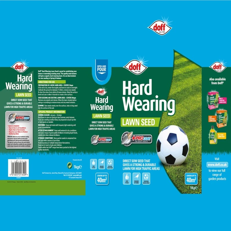 Doff Hard Wearing Lawn Grass Seed With PROCOAT FLBA00DOF 1kg 6 Doff Hard Wearing Lawn Grass Seed With PROCOAT FLBA00DOF 1kg - Image 4