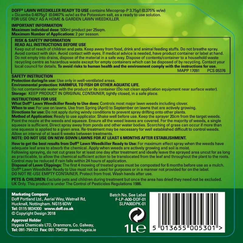 DOFF Lawn Weedkiller 1 Litre RTU Weed Killer Spray F-LP-A00-DOF-01 5 DOFF Lawn Weedkiller 1 Litre RTU Weed Killer Spray F-LP-A00-DOF-01 - Image 3