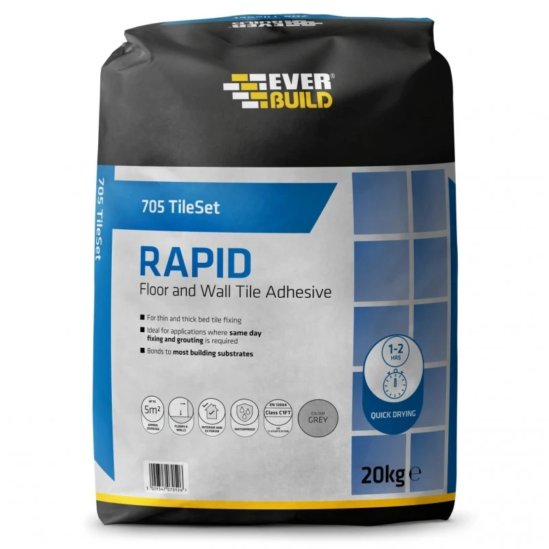 Everbuild 705 Rapid Set Tile Mortar Adhesive 10Kg RAPID10 3 Everbuild 705 Rapid Set Tile Mortar Adhesive 10Kg RAPID10