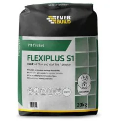 Everbuild 711 Rapid Set FlexiPlus White Tile Mortar Adhesive 20Kg TS711WE20