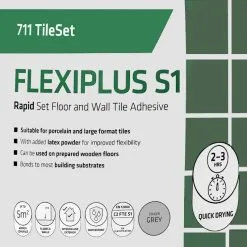 Everbuild 711 Rapid Set FlexiPlus Tile Mortar Adhesive 50 Bag Pallet Deal -CLEANING PRODUCTS Shop everbuild 711 rapid set flexiplus wall floor tile adhesive information 800x800 1