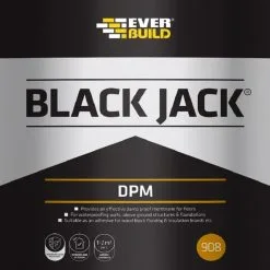 Everbuild 908 DPM Damp Proof Liquid Membrane 25 Litre 90825 -CLEANING PRODUCTS Shop everbuild 908 black jack dpm damp proof membrane label 800x800 1