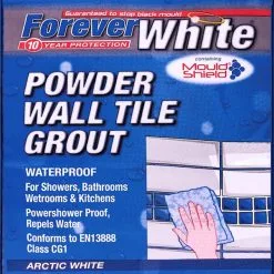 Everbuild Forever White Tile Grout 1.2kg FWPOWGROUT1 -CLEANING PRODUCTS Shop everbuild forever white powder wall tile grout 1kg 3kg information 800x800 1
