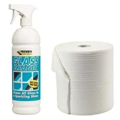 Everbuild Paper Wipes And Non Smear Glass Cleaner 1 Litre