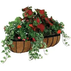 Kingfisher Garden Kingfisher Wall Trough Flower Planter Wrough Iron Coco Liner 24 Inch WG24T -CLEANING PRODUCTS Shop gardman trough iron metal wall mounting flower planter 009070 planted 800x800 1