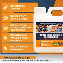Joint-It Paving Joint It Supreme Colour Enhancer Sealer Paving Natural Stone Concrete 5 Litre SUPC5 -CLEANING PRODUCTS Shop joint it colour enhancer natural stone concrete paving supreme sealer 5 and 1 litre information 800x800 1