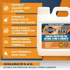 Joint-It Paving Joint It Pro Seal Trade Sealer Paving Natural Stone Concrete 1 Litre PRO001 16 Joint-It Paving Joint It Pro Seal Trade Sealer Paving Natural Stone Concrete 1 Litre PRO001 -CLEANING PRODUCTS Shop joint it pro seal natural stone porcelain concrete patio sealer 1 and 5 litre information 800x800 2