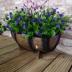 Kingfisher Garden Kingfisher Wood Effect Plant Half Barrel Plastic Planter Trough 16 Inch PPOT02 -CLEANING PRODUCTS Shop kingfisher medium wood effect half barrel plastic trough planter 2 decking 800x800 1