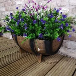 Kingfisher Garden Kingfisher Wood Effect Plant Half Barrel Plastic Planter Trough 22 Inch PPOT01 -CLEANING PRODUCTS Shop kingfisher medium wood effect half barrel plastic trough planter 2 decking 800x800 2