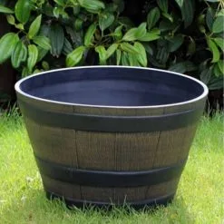 Kingfisher Garden Kingfisher Wooden Effect Plant Barrel Plastic Planter Small 13 Inch PPOT06 -CLEANING PRODUCTS Shop kingfisher small wooden barrel effect plastic planter 800x800 2