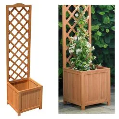 Kingfisher Garden Kingfisher Square Garden Wood Planter Wooden Trellis Backed 1.6m Tall PLANTER1