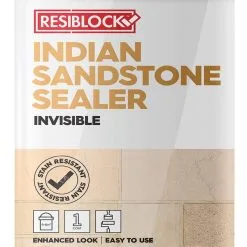 Resiblock Indian Sandstone Invisible Sealer 5 Litre RBINDINV5 -CLEANING PRODUCTS Shop resiblock indian sandstone natural stone sealer invisible rbindinv5 information label 800x800 1