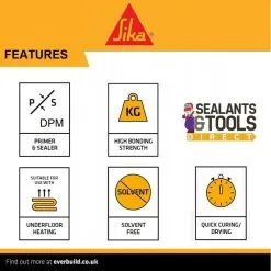 Sika SikaBond Resin Rapid DPM Primer 5 Litre SKBDRAPDPM5 -CLEANING PRODUCTS Shop sika 175129 sikabond rapid dpm 5 litre prime consolidates floor sealer skbdrapdpm5 features 800x800 1