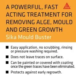 Sika Mould Buster Concentrate Kills Moss Algae Mould 5 Litre SKMBUST5 15 Sika Mould Buster Concentrate Kills Moss Algae Mould 5 Litre SKMBUST5 -CLEANING PRODUCTS Shop sika mould buster mould green algae killer skmbust5 1 800x800 1