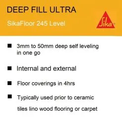 Sikalevel 245 Deep Fill Concrete Floor Level 25kg Self Levelling SKLEV245DP25 15 Sikalevel 245 Deep Fill Concrete Floor Level 25kg Self Levelling SKLEV245DP25 -CLEANING PRODUCTS Shop sika sikafloor 245 level deep fill ultra floor levelling compound sklev245dp25 information 800x800 3