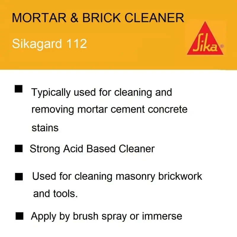 Sika Sikagard 112 Mortar Concrete Cement Stain Remover And Brick Cleaner 5 Litre 11 Sika Sikagard 112 Mortar Concrete Cement Stain Remover And Brick Cleaner 5 Litre - Image 9