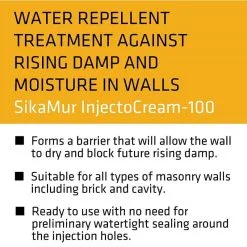 Sika SikaMur Injectocream 100 Injectable Damp Proof Membrane 600ml Box Of 10 11 Sika SikaMur Injectocream 100 Injectable Damp Proof Membrane 600ml Box Of 10 -CLEANING PRODUCTS Shop sika sikamur injectocream 100 injectable damp proof course information 800x800 2