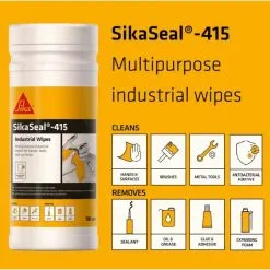 Sika SikaSeal 415 Industrial Anti-bacterial Super Wipes SKSEALWIPE100 13 Sika SikaSeal 415 Industrial Anti-bacterial Super Wipes SKSEALWIPE100 -CLEANING PRODUCTS Shop sika sikaseal 415 industrial cleaning wipes sksealwipe100 information 800x800 1