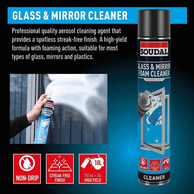 Soudal Glass And Mirror Industrial Foam Spray Cleaner 156176 5 Soudal Glass And Mirror Industrial Foam Spray Cleaner 156176 - Image 3